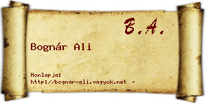 Bognár Ali névjegykártya